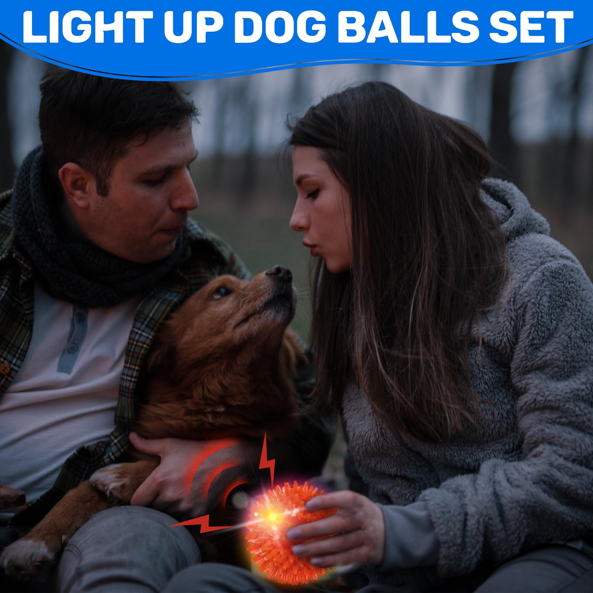 Ousiya 6 Pack 3.5" Up Squeaky Dog Toy Balls, Spiky Dog Balls