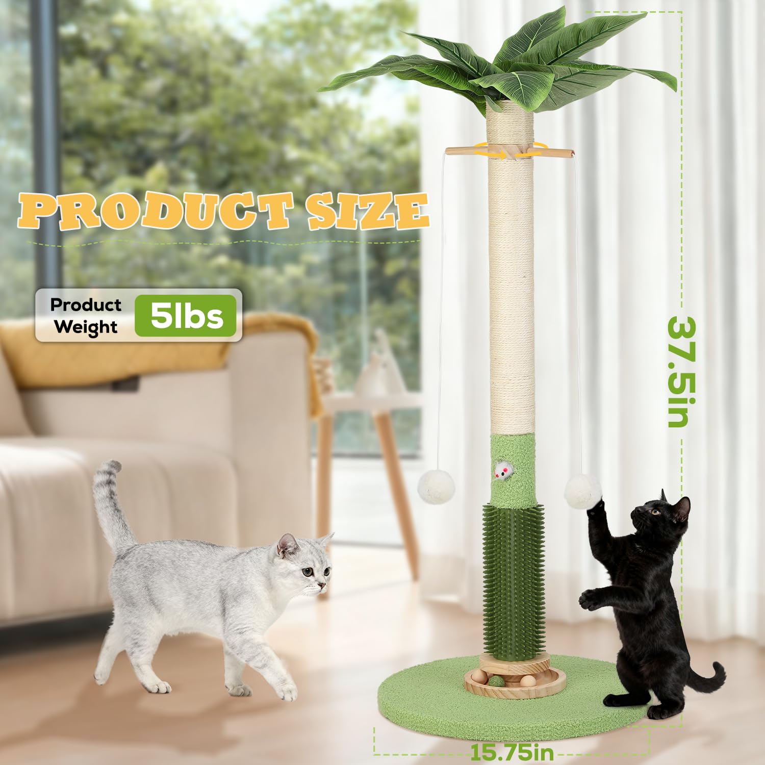 COUNER Cat Scratching Post,37.5'' Tall Sisal Cat Tree Scratching Post