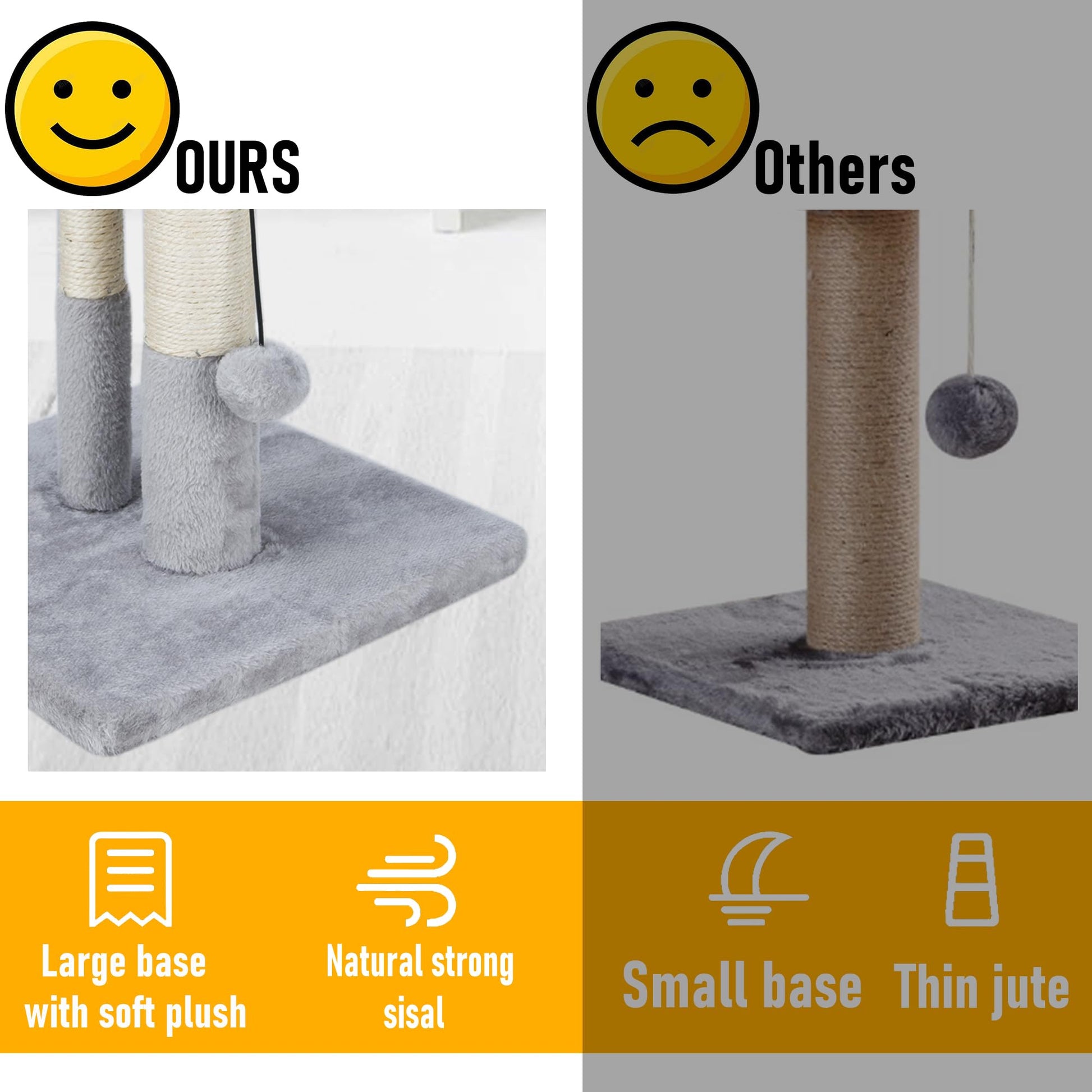 Dimaka Tall Cat Scratching Post, Double Lower Posts Extra Stable Posts