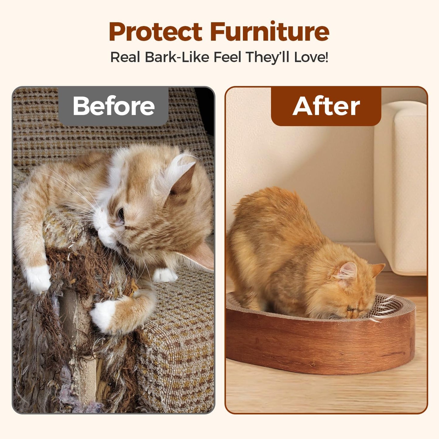 ComSaf Cat Scratcher Bed, Durable Cat Scratching Board, Oval Pad