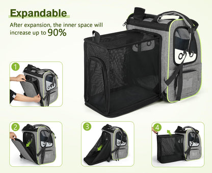 Pecute Pet Carrier Backpack, Cat Backpack Carrier, Expandable Carrier