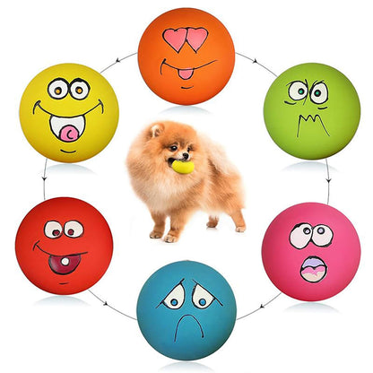 HDSX Smile Face Dog Squeaky Toys Soft Latex Squeak Balls for Balls