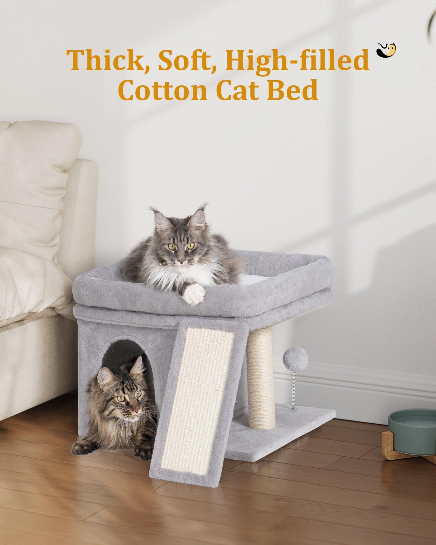 Aechonow Cat Tree Tower for Large Cat, Cat Bed House with Large Bed