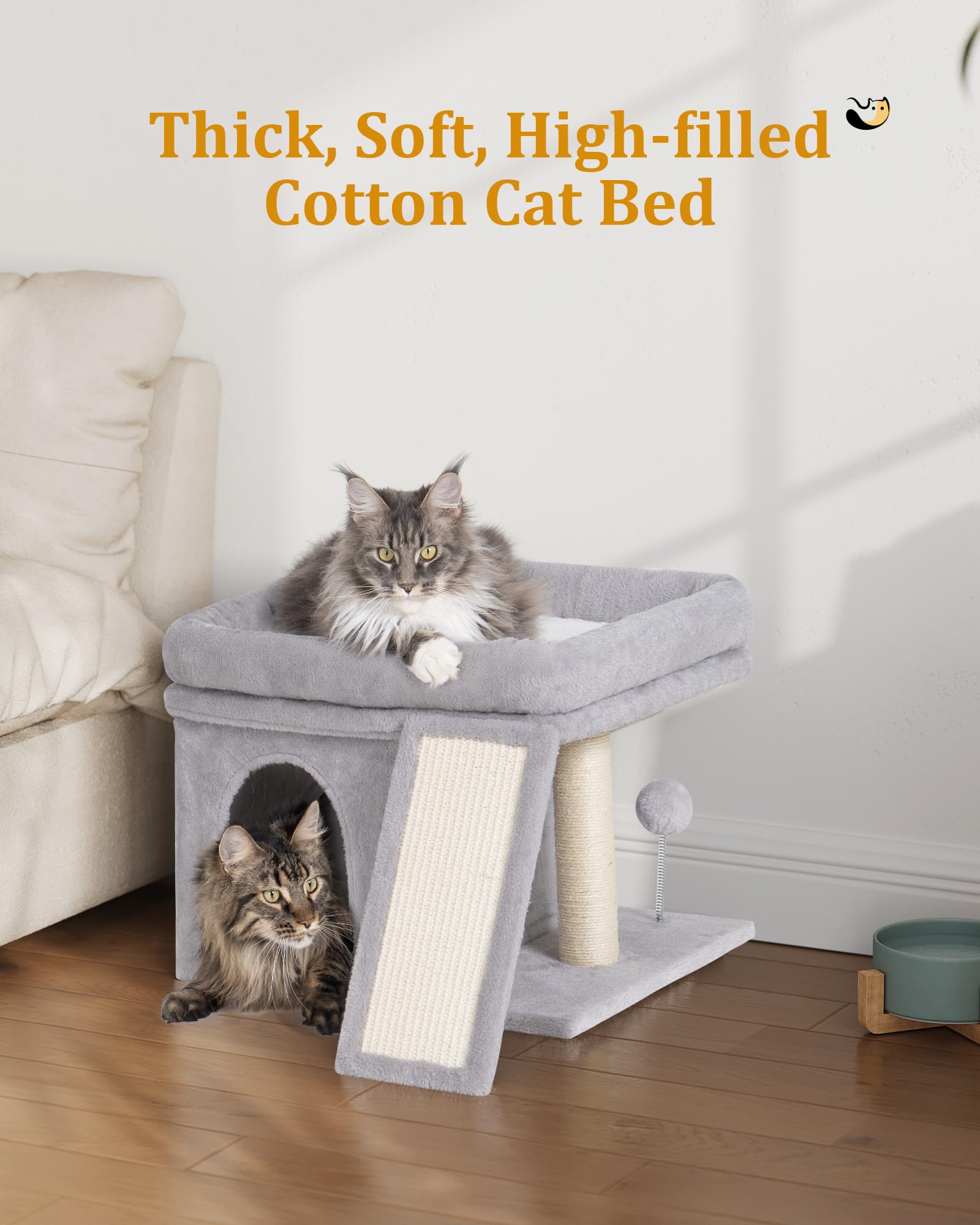 Aechonow Cat Tree Tower for Large Cat, Cat Bed House with Large Bed
