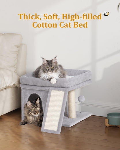 Aechonow Cat Tree Tower for Large Cat, Cat Bed House with Large Bed