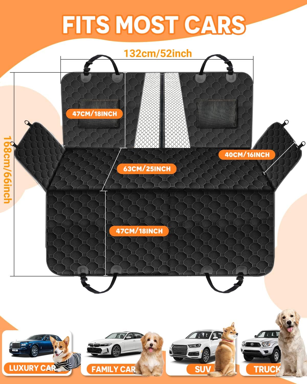 Victoper Back Seat Extender for Dogs, Dog Car Seat Cover