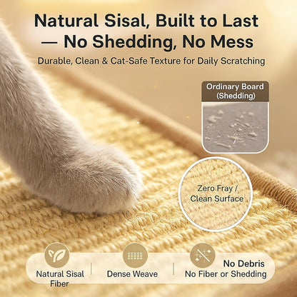 32" Sisal L Shaped Cat Scratch Pad with Ball Toy, Wooden Ball