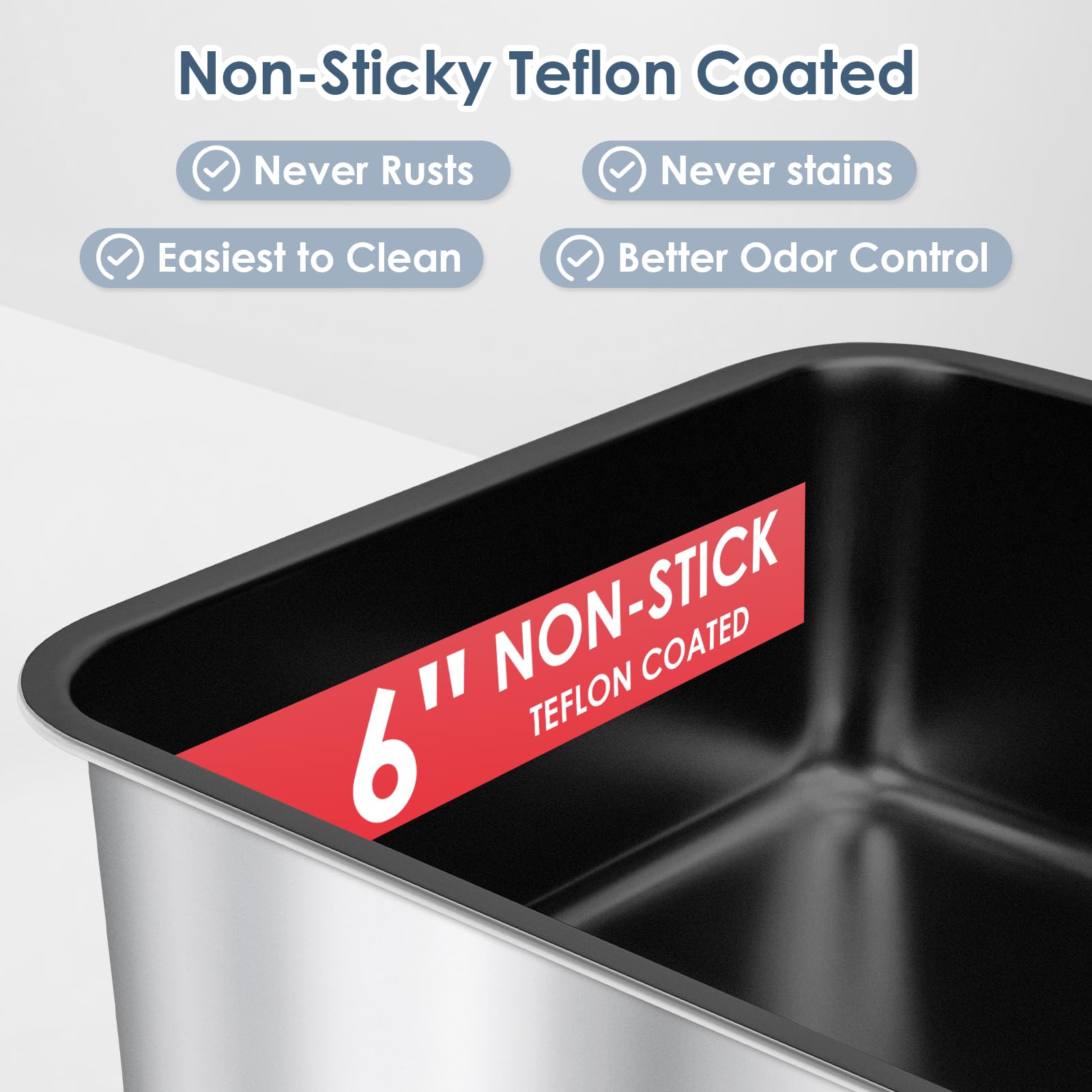 Suzzipaws Non-Sticky Coated Stainless Steel Cat Litter Box with Tray