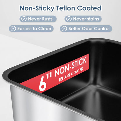 Suzzipaws Non-Sticky Coated Stainless Steel Cat Litter Box with Tray