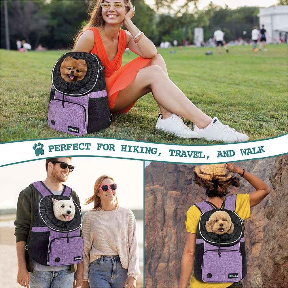 PetAmi Adjustable Cat Dog Chest Carrier Backpack, Ventilated Carrier