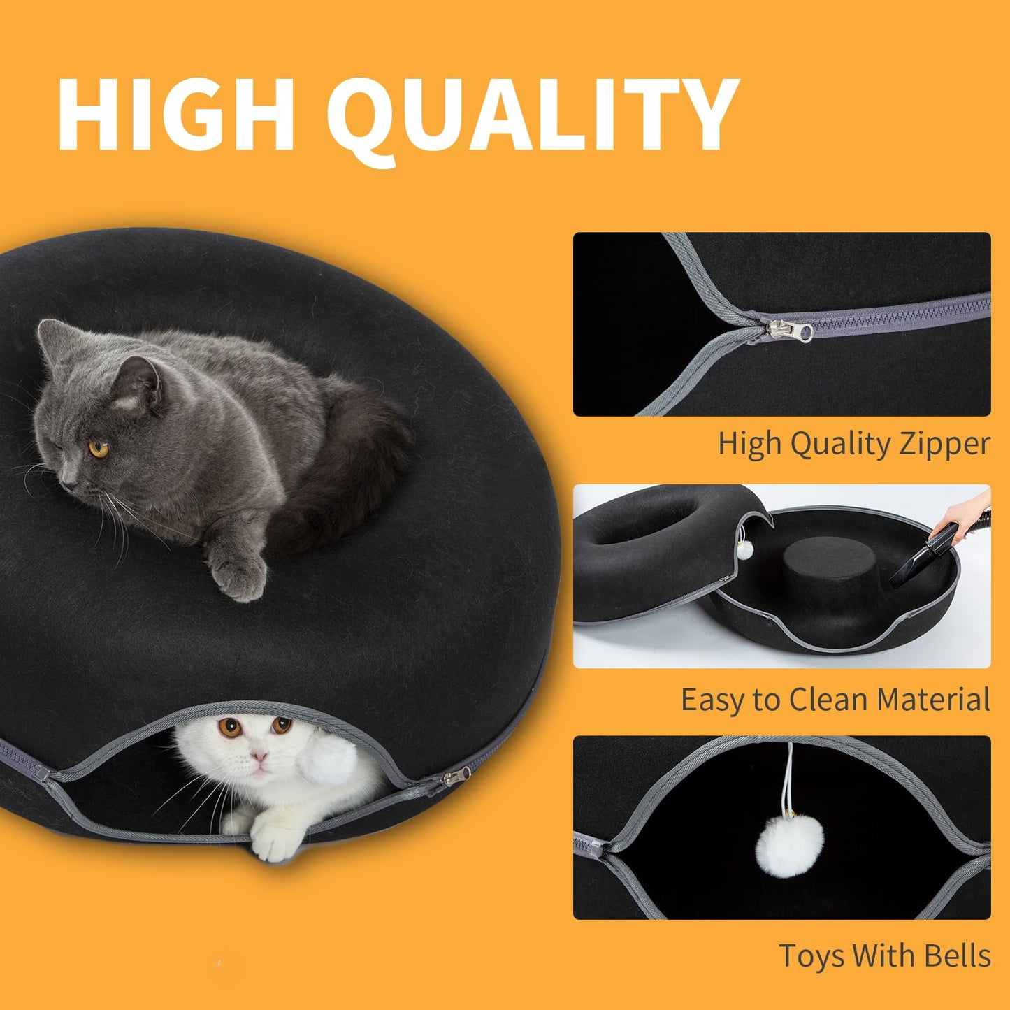 Peekaboo Cat Tunnel for Large Cats up to Features A Jingle Ball Bed
