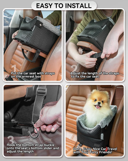 PETSFIT Center Console Dog Car Seat with Safe Protection Hooks, Seat