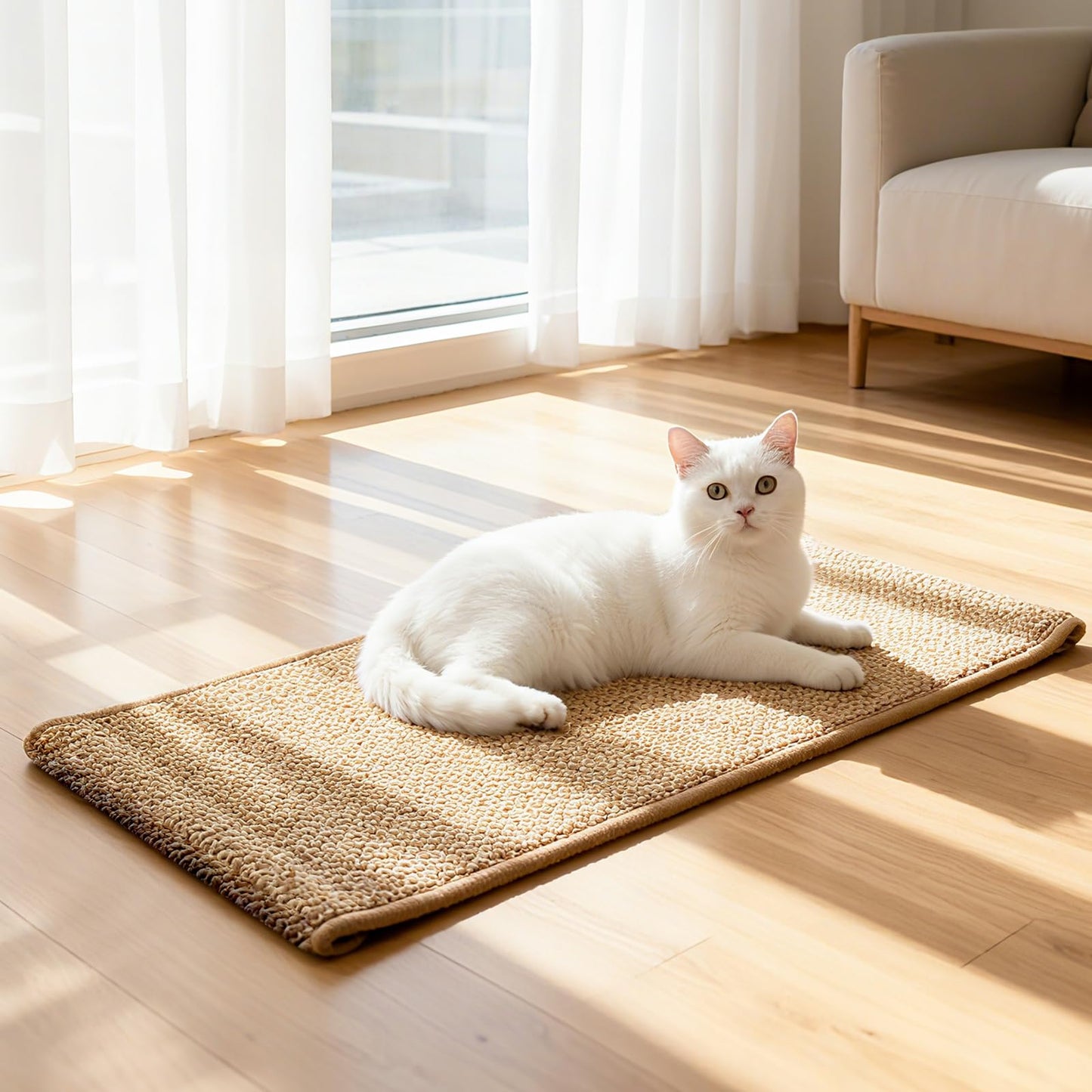 Ordora Large Cat Scratcher Mat: Upgrade Soft Sisal Horizontal Pad