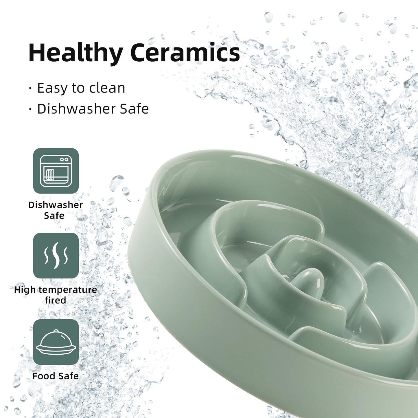 Havniva Ceramic 1.6 Cup Slow Feeder Dog Bowl Puzzle