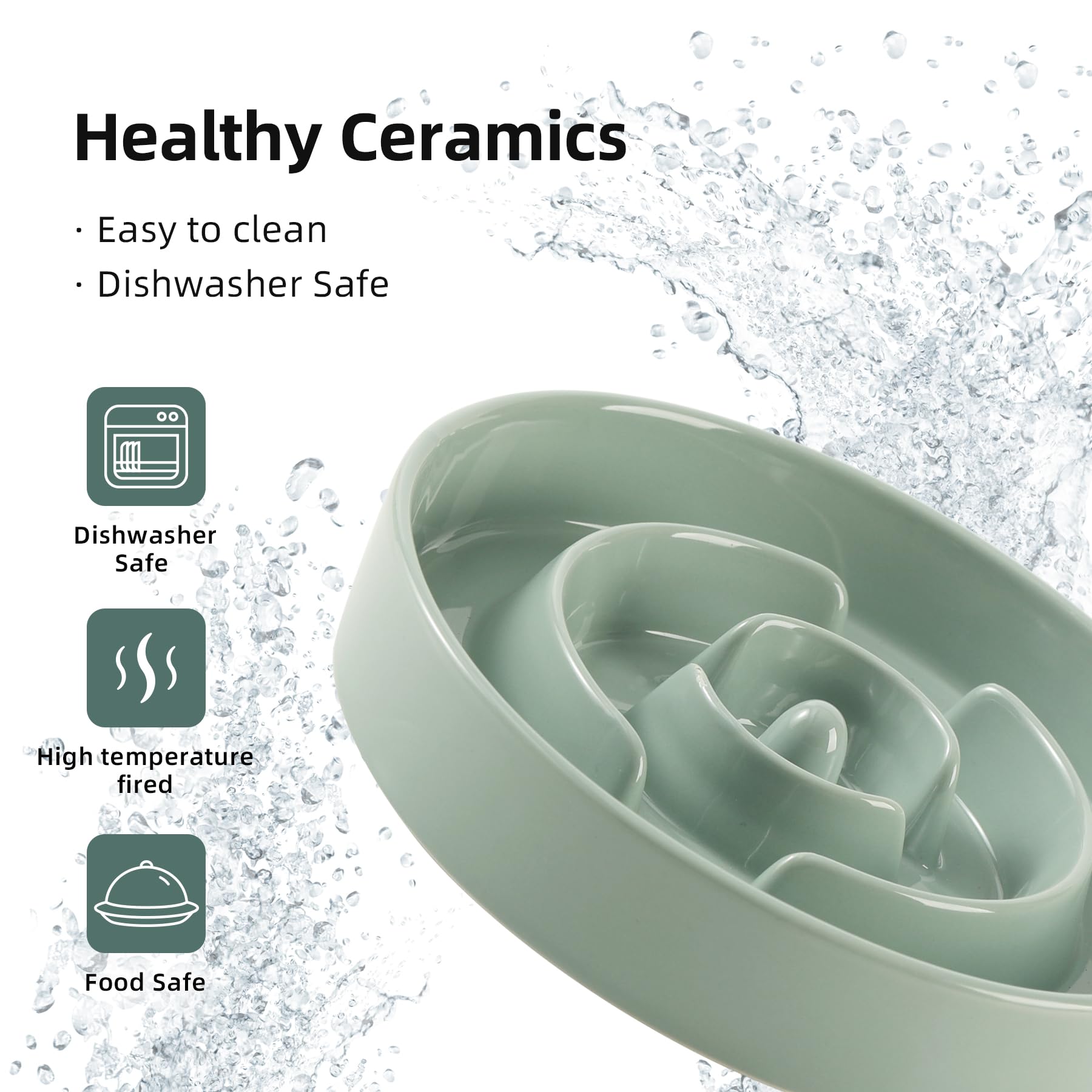 Havniva Ceramic 1.6 Cup Slow Feeder Dog Bowl Puzzle