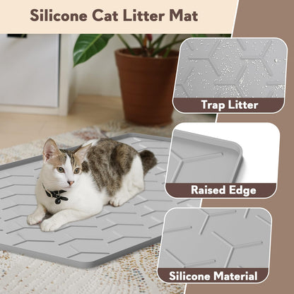 Garoopion Cat Litter Box Mat, Large 40" X 28" Litter Trapping Mat