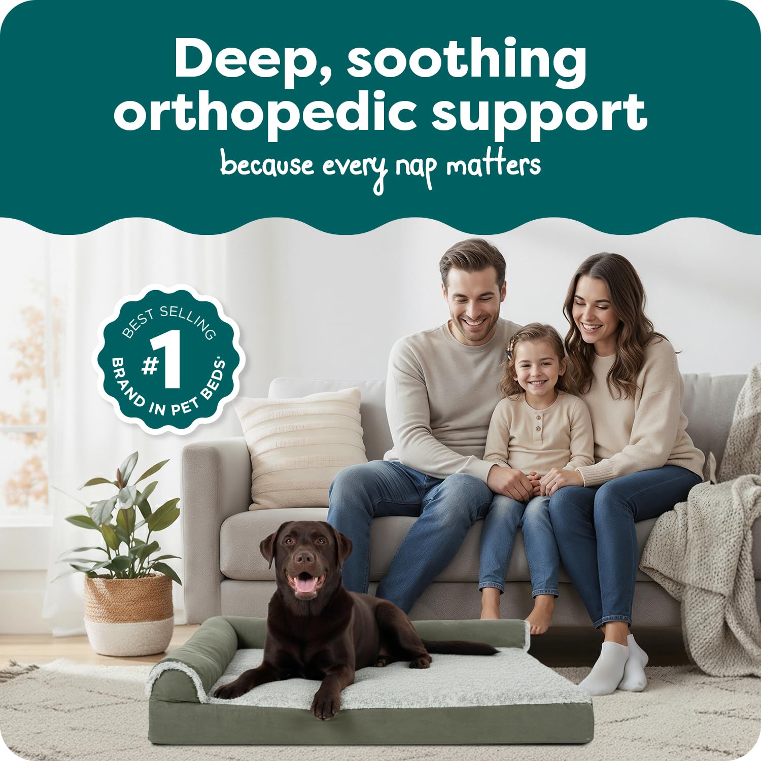 FurHaven Orthopedic Dog Bed for Large Dogs, L-Shaped Chaise Mattress