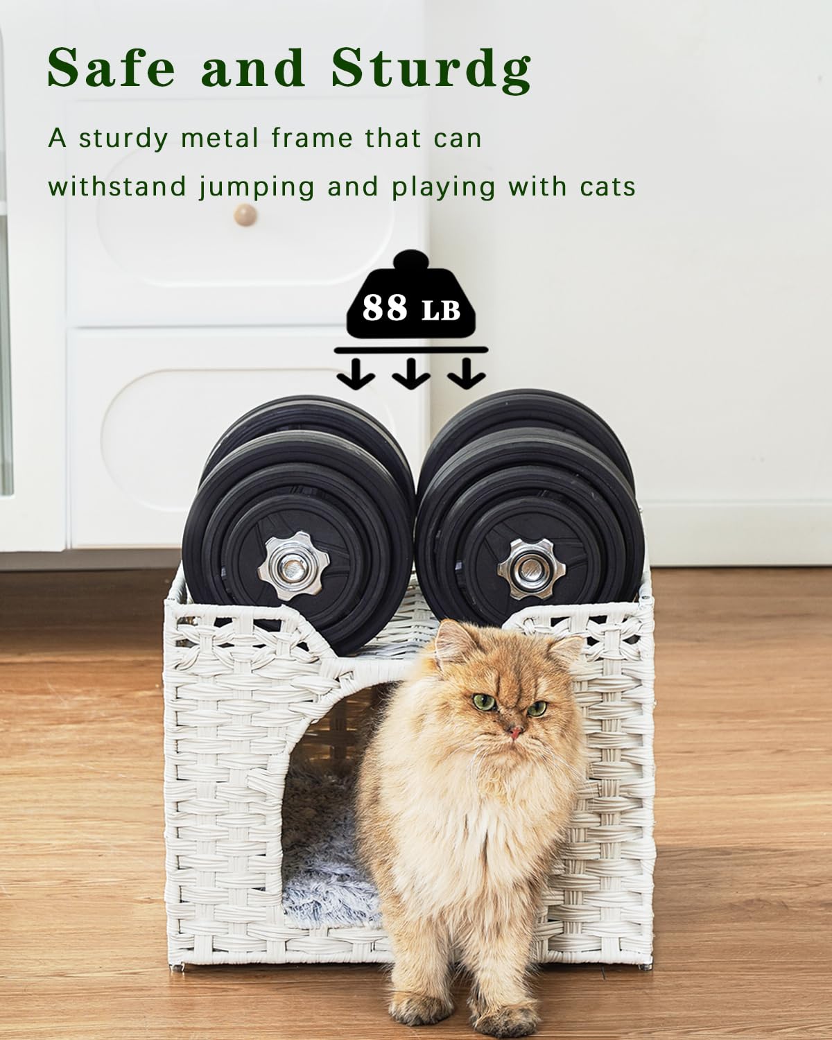 SETVSON Cat Beds Indoor Kitten House, Handwoven Rattan Cat Cave