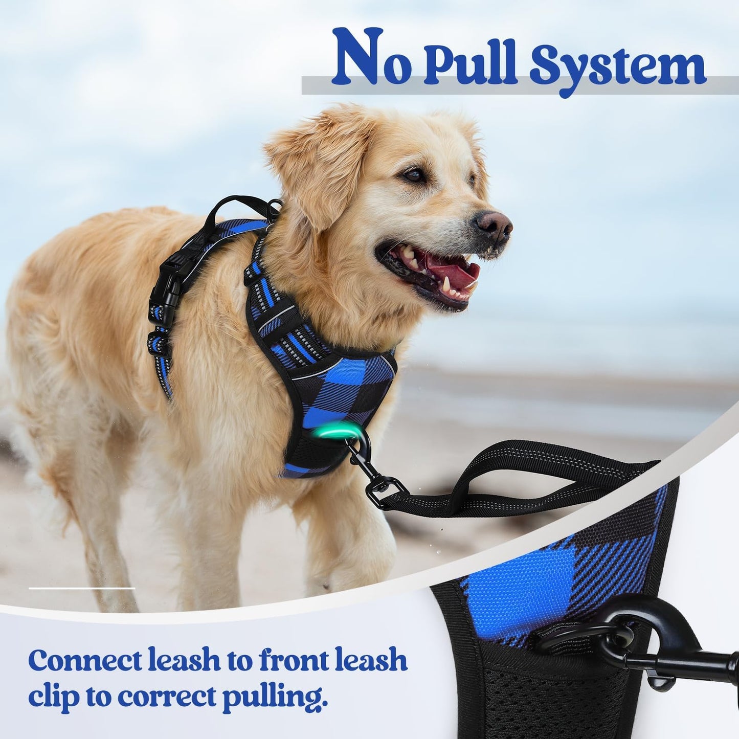 rabbitgoo Dog Harness No-Pull, Comfortable Padded Plaid Harness