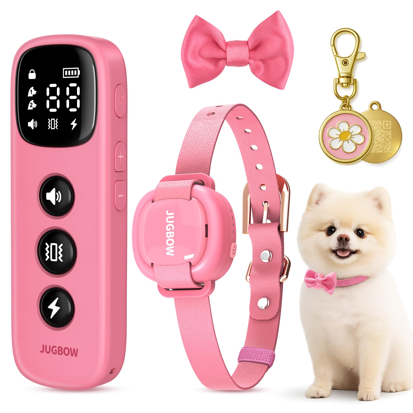 Jugbow 2-in-1 Pet ID Tag Shock Collar for Small Dogs Dog Collar