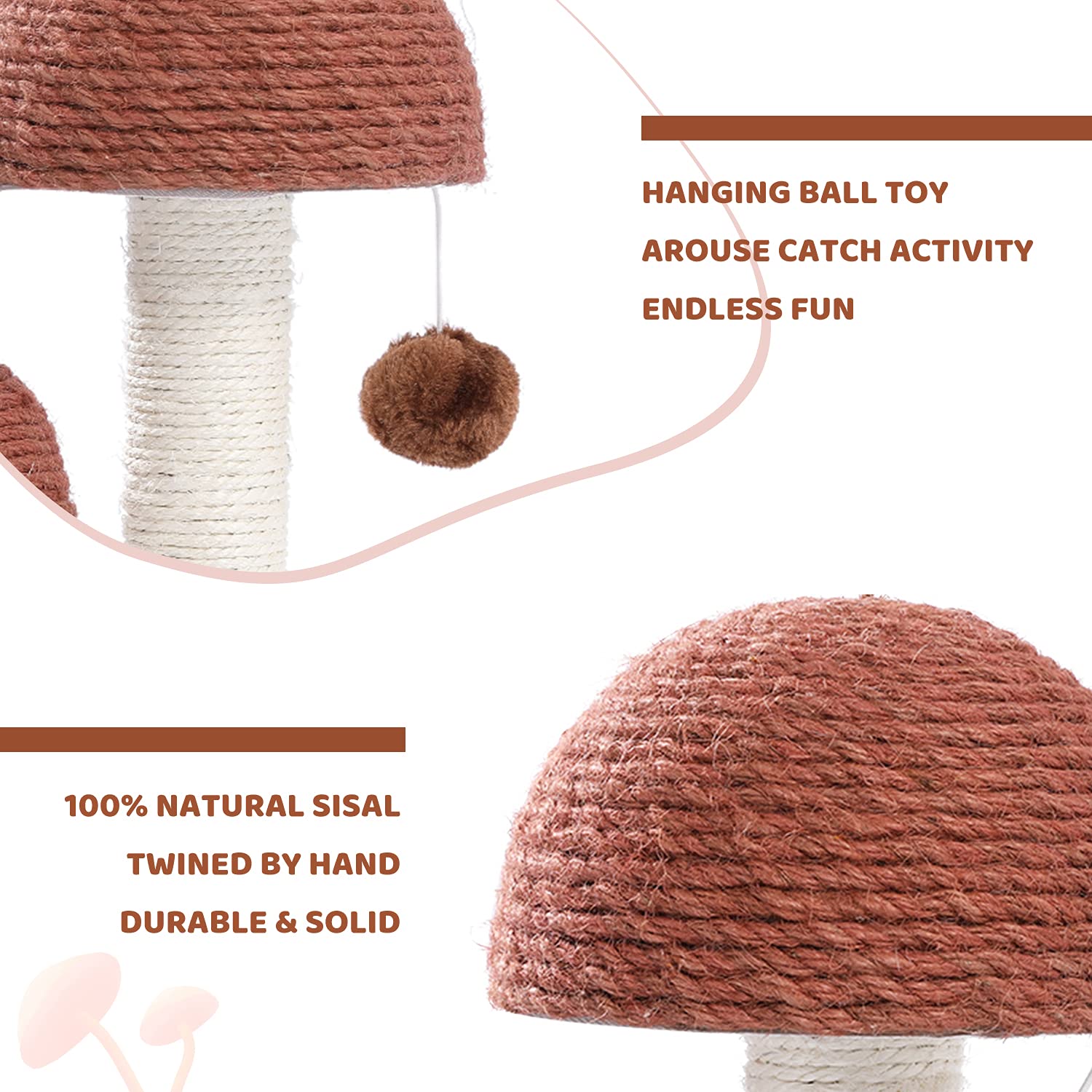 PETEPELA Cat Scratching Post, Mushroom Tall Cat Scratcher Scratcher