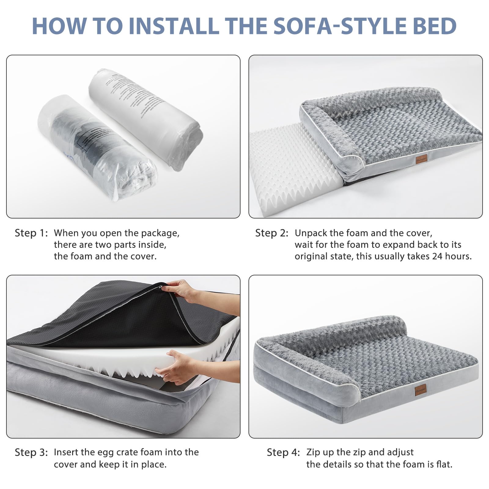 BFPETHOME Orthopedic Dog Beds for Large Dogs-Waterproof Sofa Dog Bed