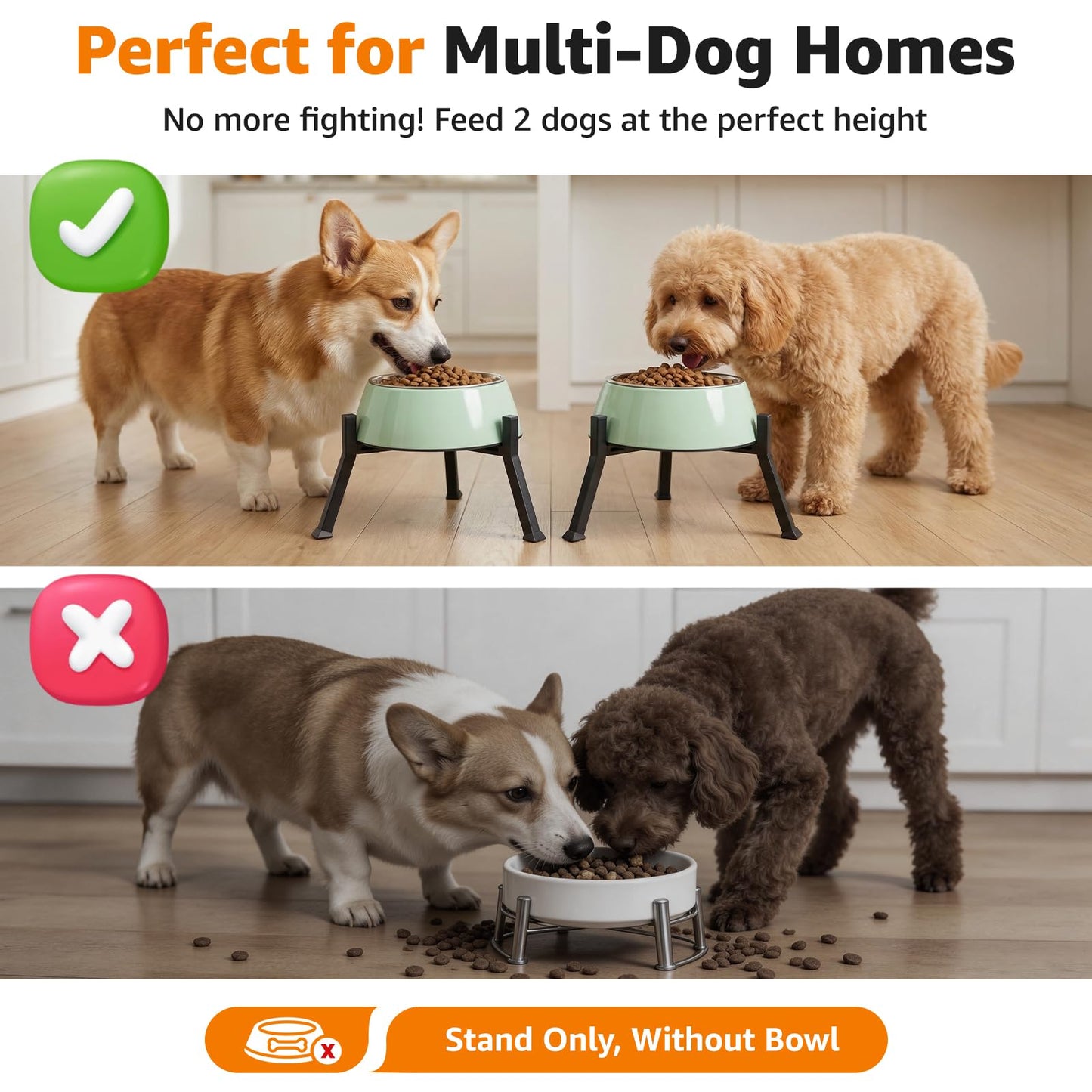 LOOBANI Raised Dog Bowl Stand: Adjustable Width Elevated Dog Bowl