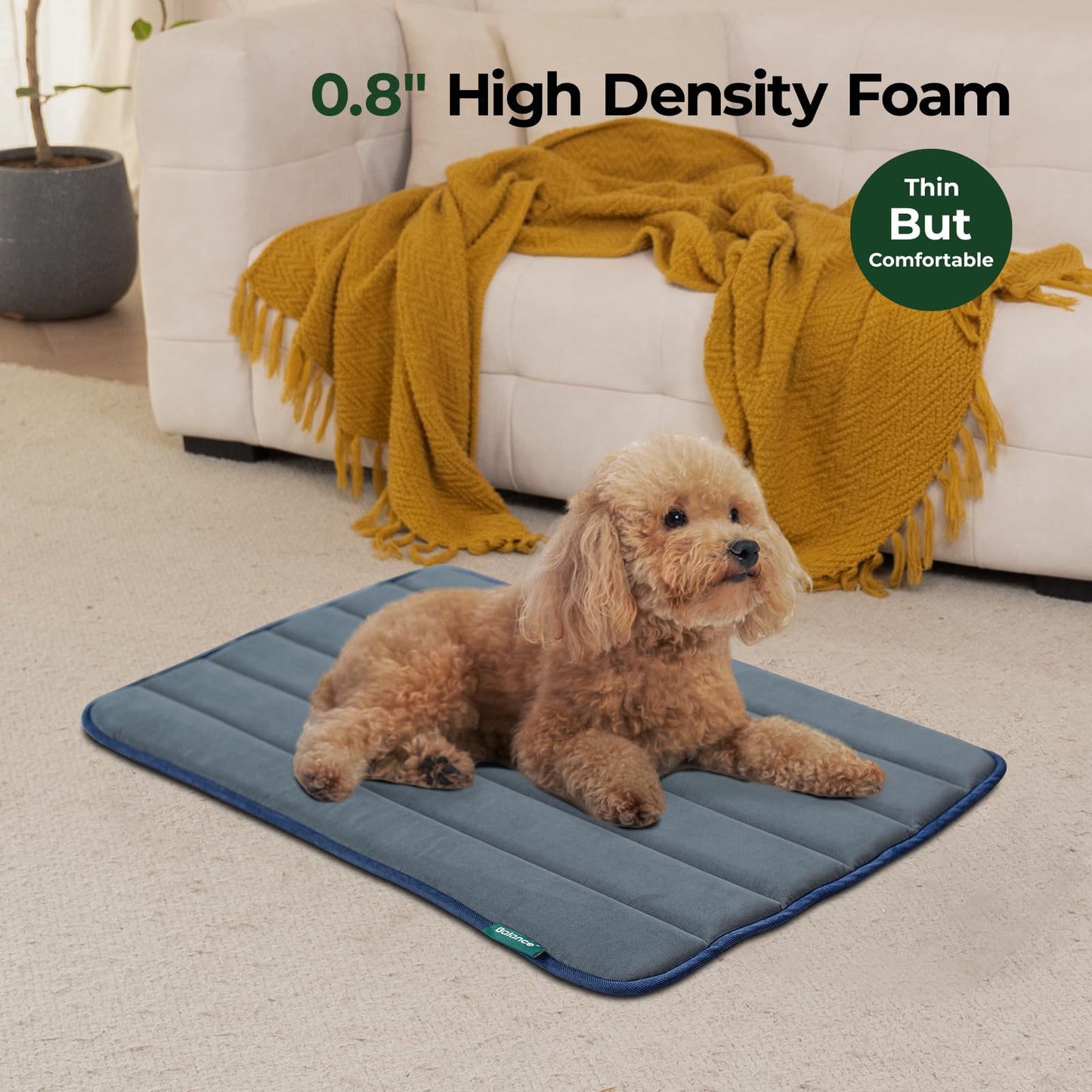 BALANCE Dog Crate Pad, Dog Foam Crate Mat Kennel Pad, Washable Bed