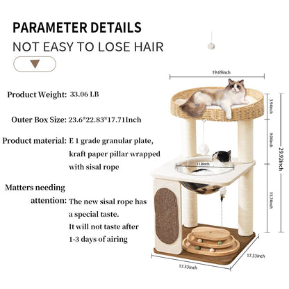 Modern Cat Tree for Indoor Cats with Sisal Rope Scratching Posts Toy
