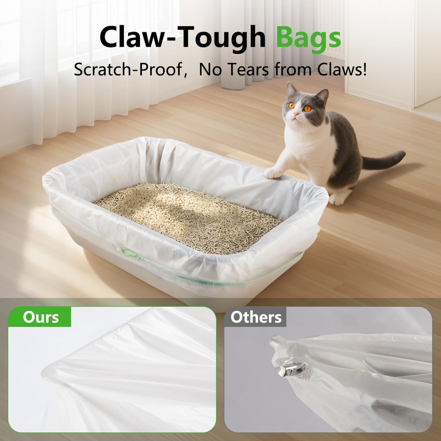 40 Count Cat litter Box Liners, 36" x 16" Large Extra Durable Tray