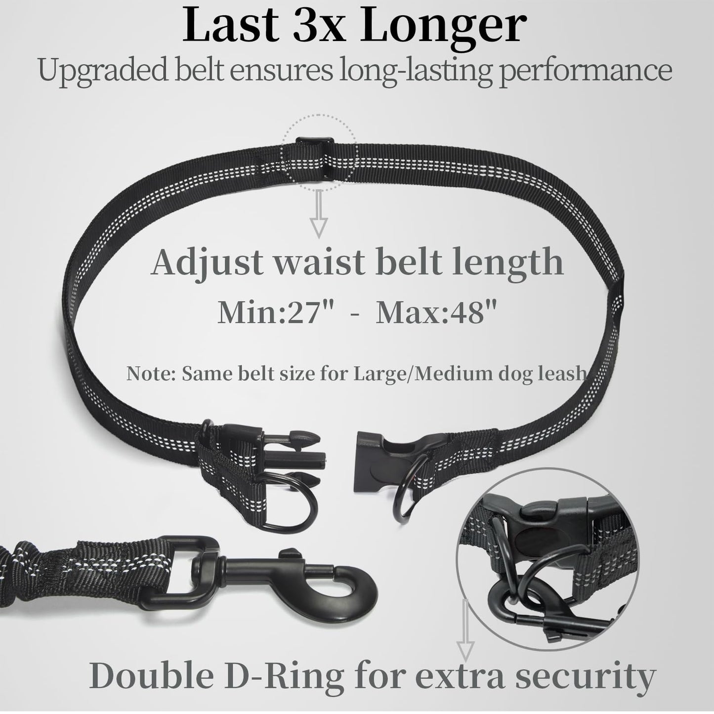iYoShop Hands Free Dog Leash with Zipper Pouch, Dual Padded Leash