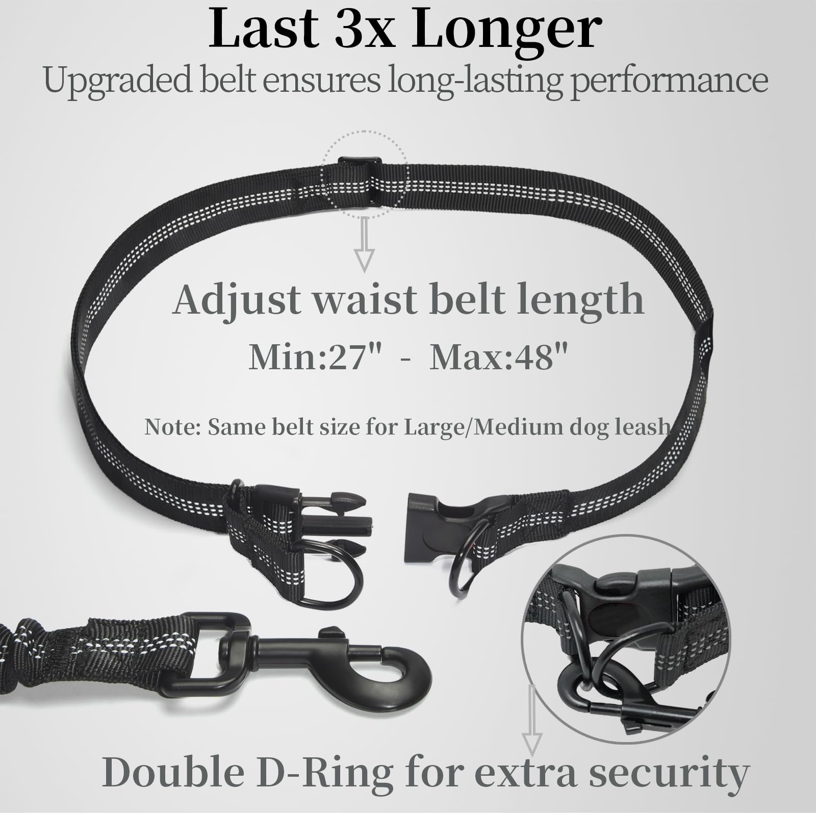 iYoShop Hands Free Dog Leash with Zipper Pouch, Dual Padded Leash