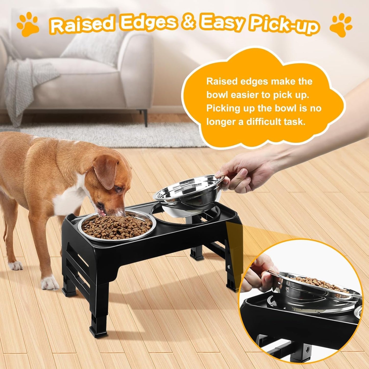 COMESOON Elevated Dog Bowls for Small Medium Dogs, 3 Height Feeder