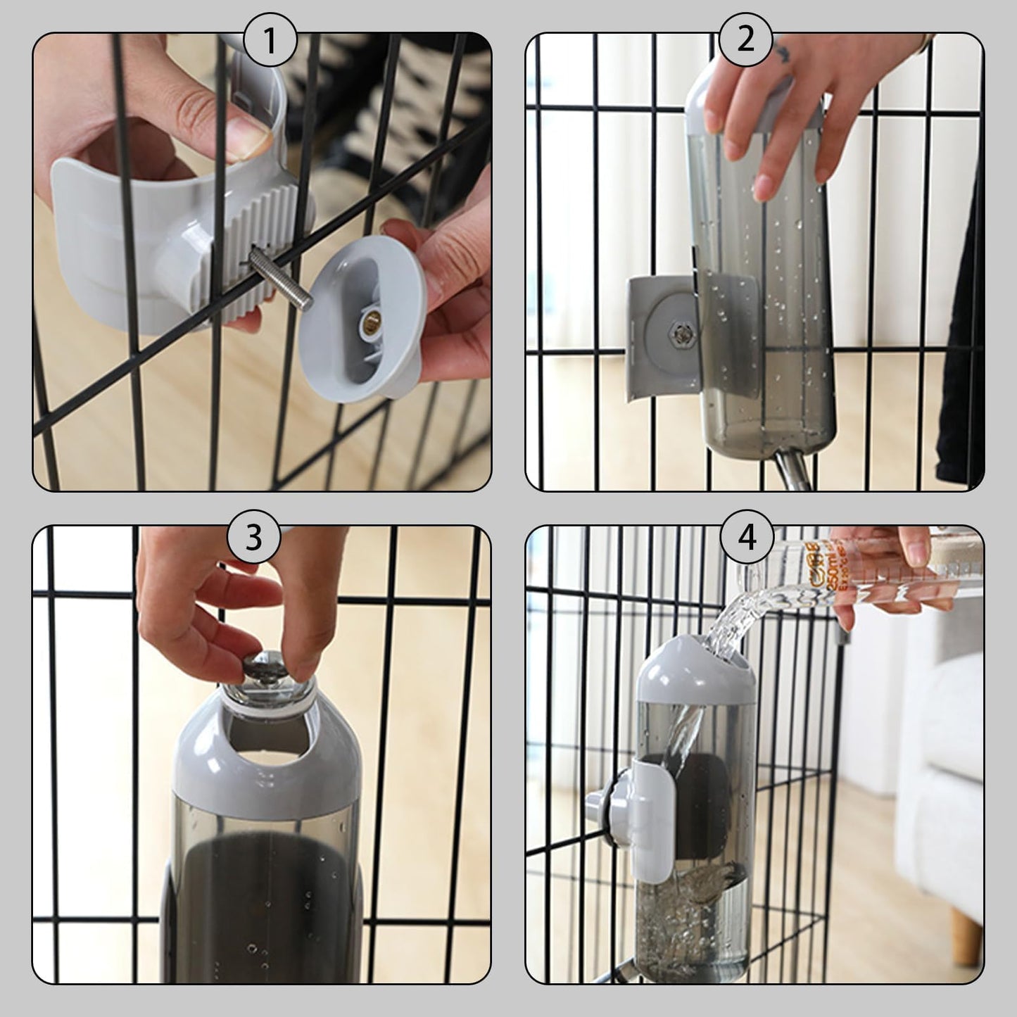 Pet Water Bottle Hanging Dog Water Dispenser Kennel Drinker Crate