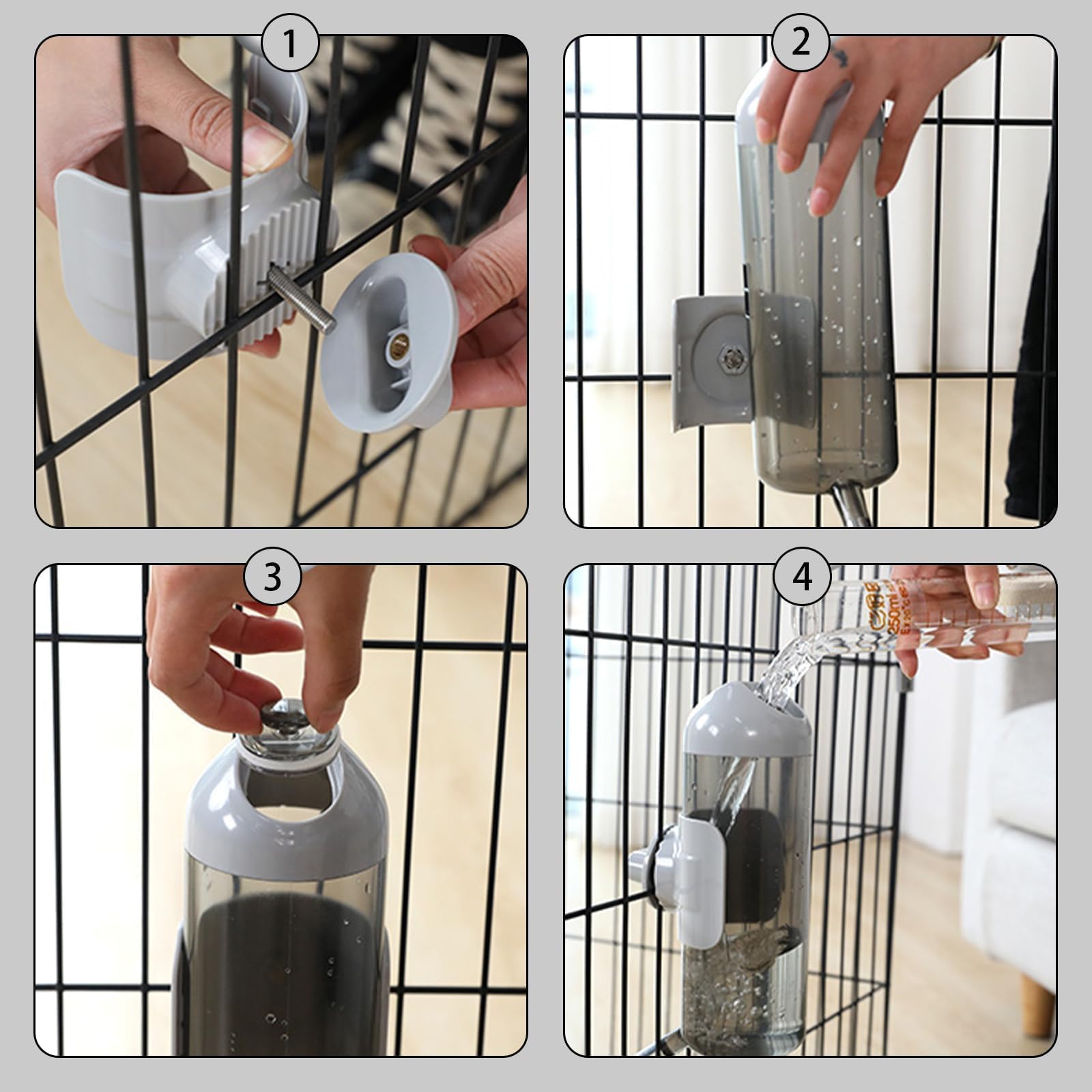 Pet Water Bottle Hanging Dog Water Dispenser Kennel Drinker Crate