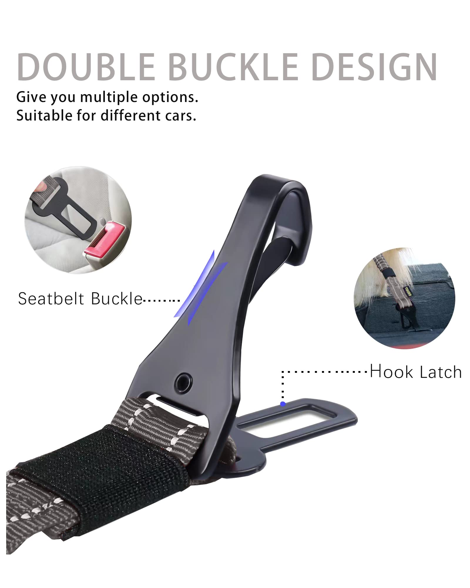 AUBELL Dog Seat Belt for Car,2 Pack Set 3-in-1 Adjustable Seat