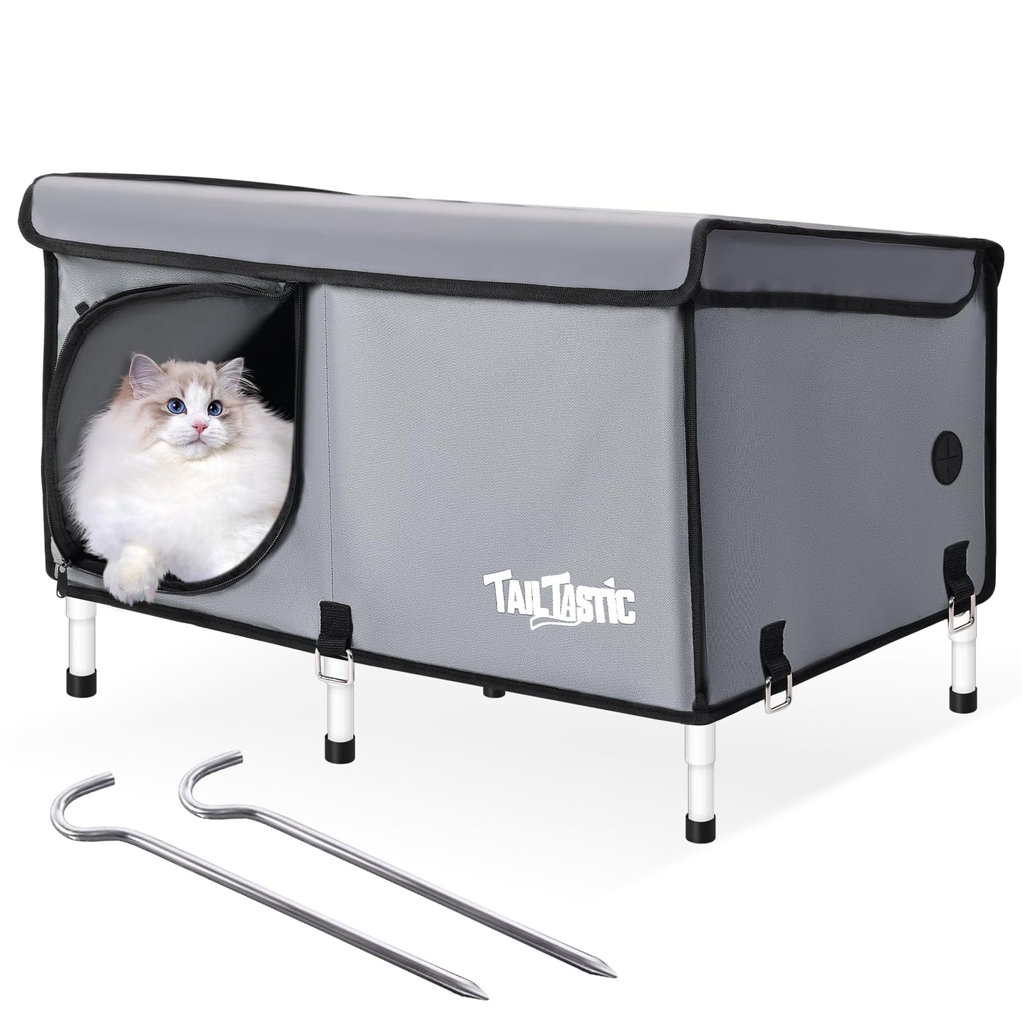Outdoor Cat House Elevated,Insulated Feral Cat House Outdoor Bed