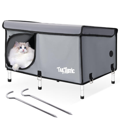 Outdoor Cat House Elevated,Insulated Feral Cat House Outdoor Bed