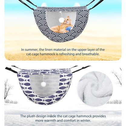 Unittype 2 Pieces Cat Cage Hammock Hanging Pet Bed Double Layer Bed
