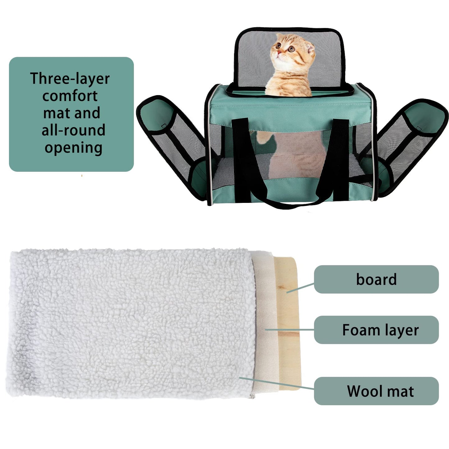 Cat Carrying Case Pet Dog Carrier Soft-Sided Cat Bag Airline Bag