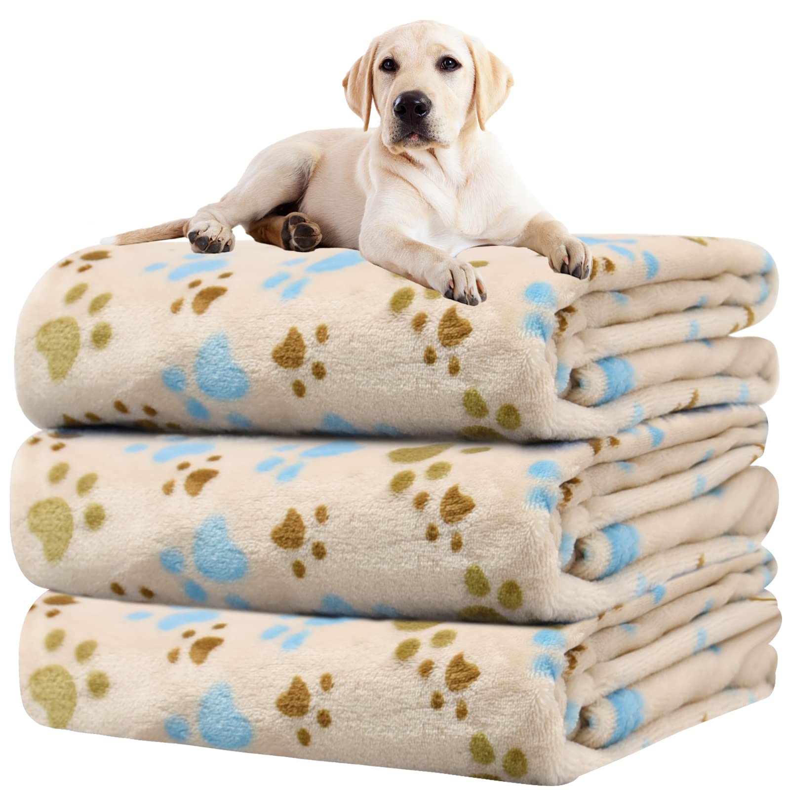 Rezutan Dog Blanket for Large Dogs, Upgraded 3 Pack Dog Cat Crate