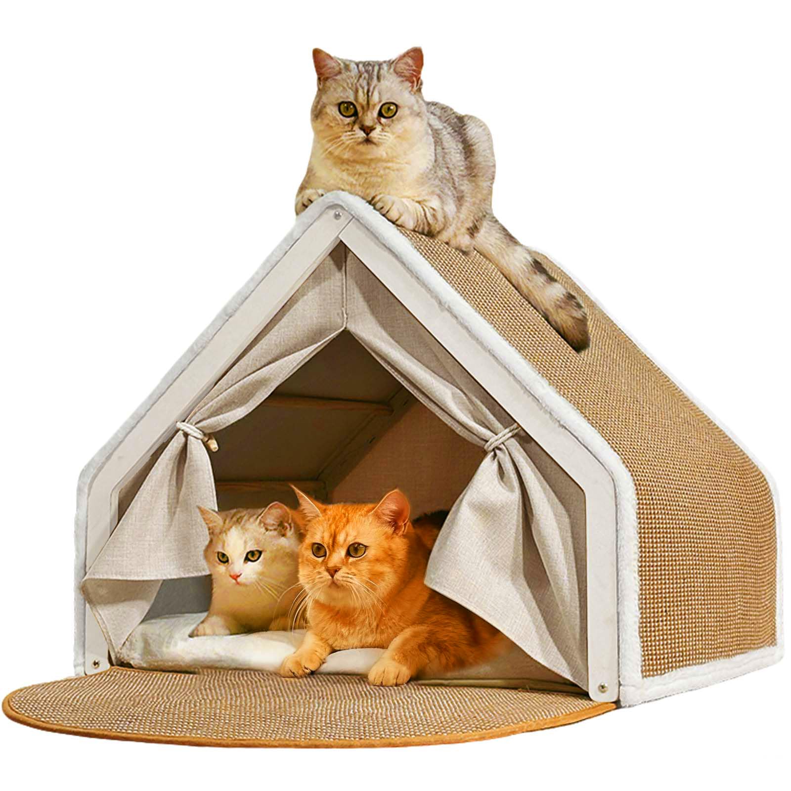 Cat Houses for Indoor Cats Large Cat Bed Cave with Natural Sisal Bed