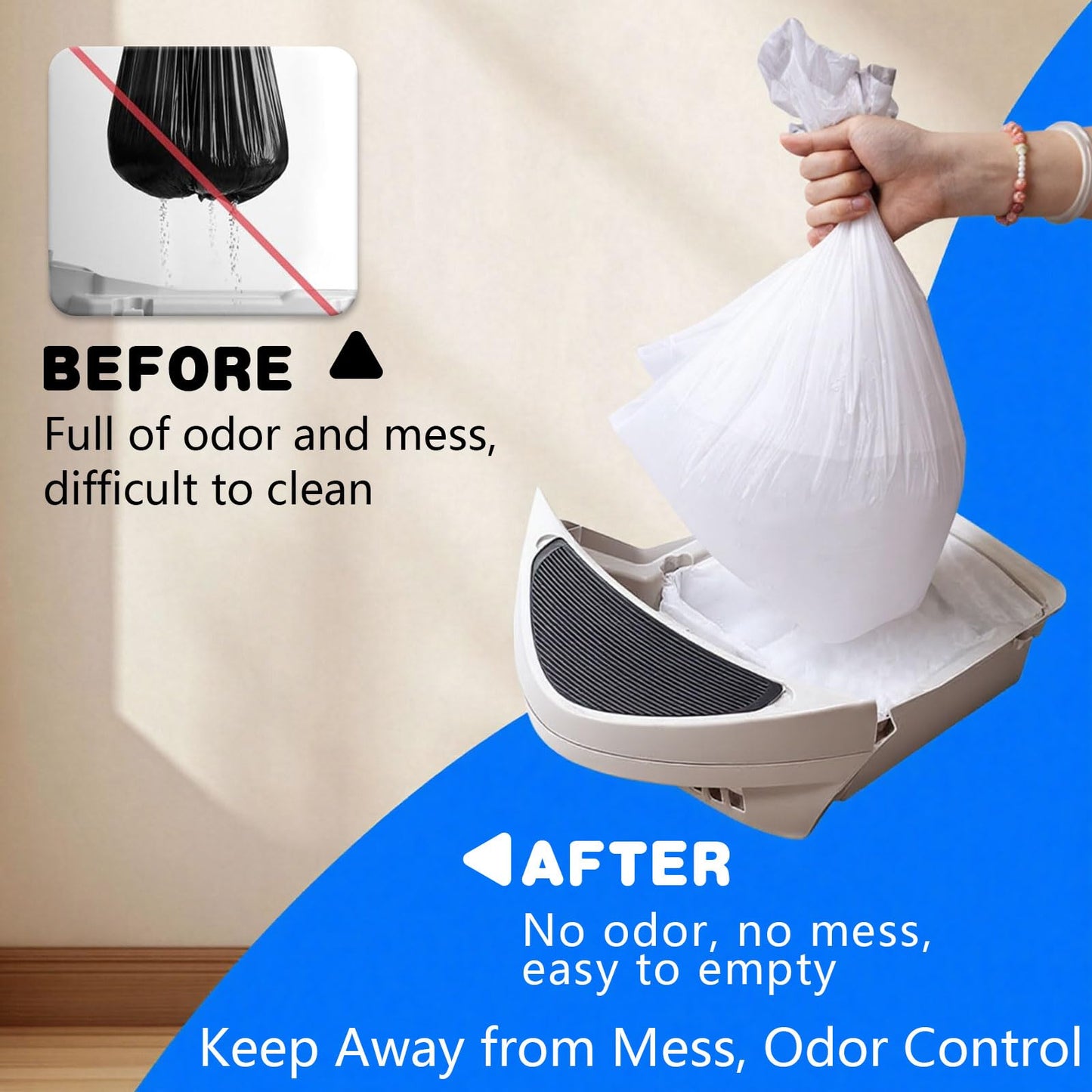 120 Pack Automatic Litter Box Liners, Compatible with SCOOPER Box