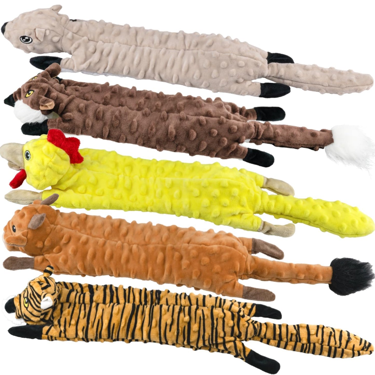SHARLOVY Dog Squeaky Toys 5 Pack, Bubble Plush Puppy Teething Plush