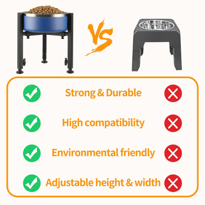 PROERR Single Dog Bowl Stand,Tall Dog Food Stand Adjustable Wide Bowl