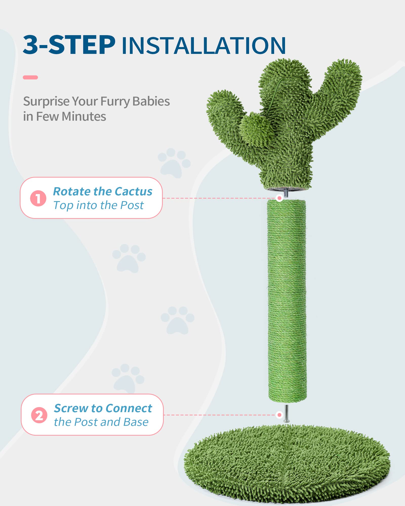 Made4Pets 34" Tall Cat Scratching Post, Cactus Cat Scratcher Posts