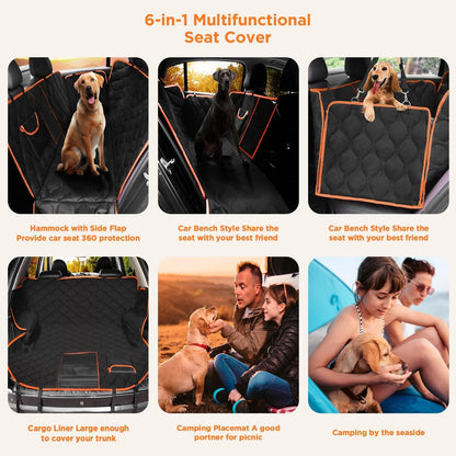 Shodu Waterproof Dog Car Seat Cover for Back Seat,Collapsible Seat
