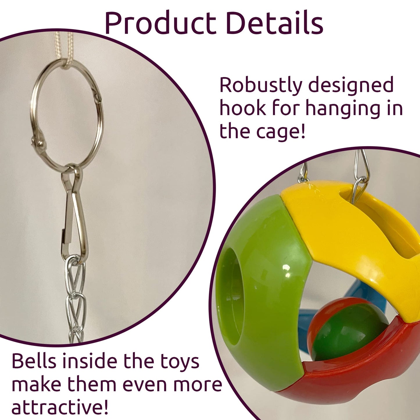 SIMENA Parrot Ball Toy with Bell, Cage Hanging Accessories Ball