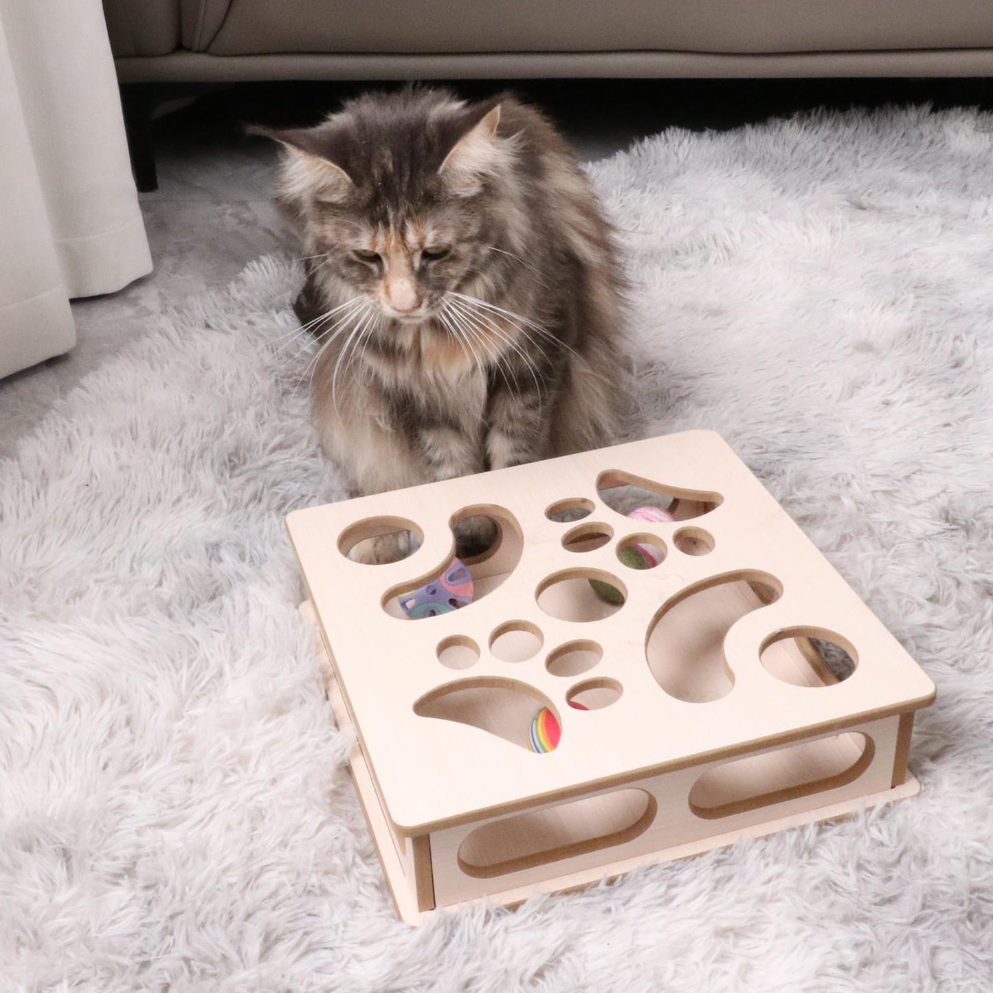 DI BI GRAMAS Cat Interactive Box Puzzle Toy with 3 Small Balls Balls