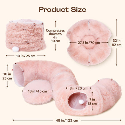 Meowfia Indoor Cat Tunnel with Donut Bed Large Flexible Play Space Bed